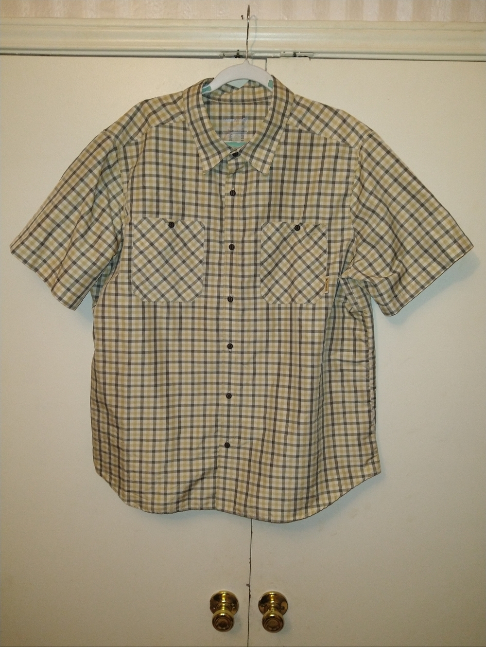 Merrell Opti-Wick UPF 30 Plaid Short Sleeve Button Up Shirt Men's sz XXL.